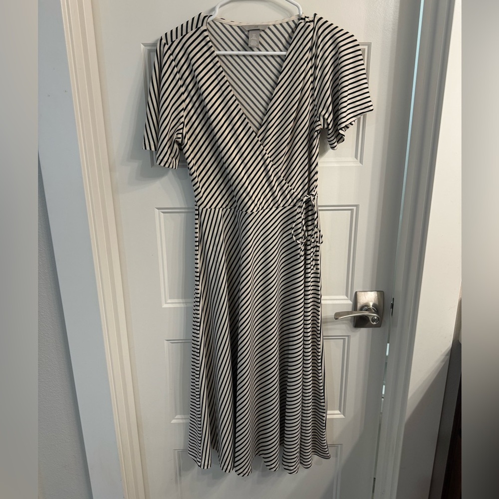 H&M Black and White Striped Dress- Small